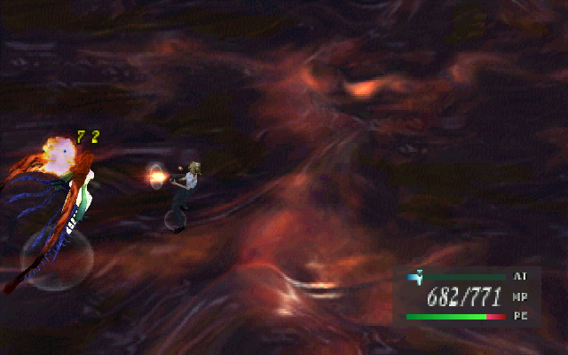 Aya shoots at flying Melissa/Eve